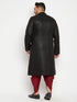 Vastramay Men's Plus Size Black Sherwani Set